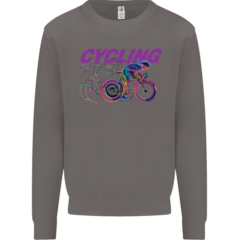 Funky Cycling Cyclist Bicycle Bike Cycle Mens Sweatshirt Jumper Charcoal