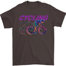 Funky Cycling Cyclist Bicycle Bike Cycle Mens T-Shirt Cotton Gildan Dark Chocolate