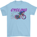 Funky Cycling Cyclist Bicycle Bike Cycle Mens T-Shirt Cotton Gildan Light Blue