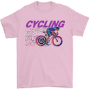 Funky Cycling Cyclist Bicycle Bike Cycle Mens T-Shirt Cotton Gildan Light Pink