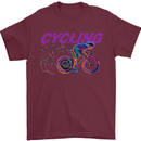Funky Cycling Cyclist Bicycle Bike Cycle Mens T-Shirt Cotton Gildan Maroon