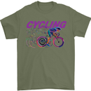 Funky Cycling Cyclist Bicycle Bike Cycle Mens T-Shirt Cotton Gildan Military Green