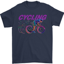 Funky Cycling Cyclist Bicycle Bike Cycle Mens T-Shirt Cotton Gildan Navy Blue
