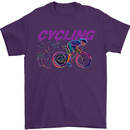 Funky Cycling Cyclist Bicycle Bike Cycle Mens T-Shirt Cotton Gildan Purple
