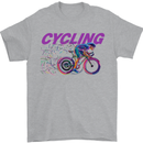 Funky Cycling Cyclist Bicycle Bike Cycle Mens T-Shirt Cotton Gildan Sports Grey