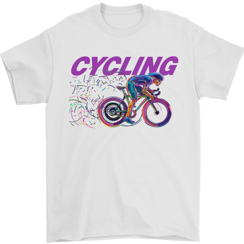 Funky Cycling Cyclist Bicycle Bike Cycle Mens T-Shirt Cotton Gildan White