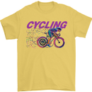 Funky Cycling Cyclist Bicycle Bike Cycle Mens T-Shirt Cotton Gildan Yellow