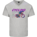 Funky Cycling Cyclist Bicycle Bike Cycle Mens V-Neck Cotton T-Shirt Sports Grey