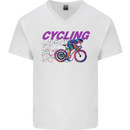 Funky Cycling Cyclist Bicycle Bike Cycle Mens V-Neck Cotton T-Shirt White