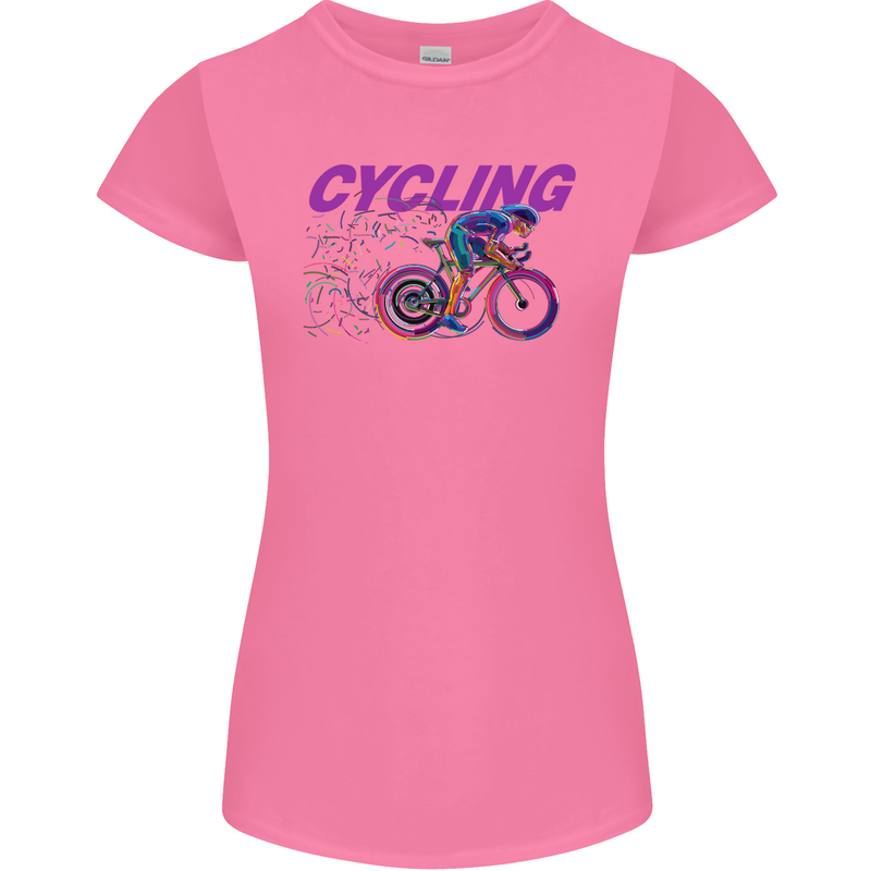 Funky Cycling Cyclist Bicycle Bike Cycle Womens Petite Cut T-Shirt Azalea