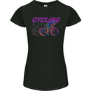 Funky Cycling Cyclist Bicycle Bike Cycle Womens Petite Cut T-Shirt Black