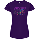 Funky Cycling Cyclist Bicycle Bike Cycle Womens Petite Cut T-Shirt Purple