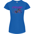Funky Cycling Cyclist Bicycle Bike Cycle Womens Petite Cut T-Shirt Royal Blue