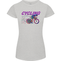 Funky Cycling Cyclist Bicycle Bike Cycle Womens Petite Cut T-Shirt Sports Grey