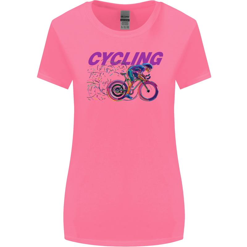 Funky Cycling Cyclist Bicycle Bike Cycle Womens Wider Cut T-Shirt Azalea
