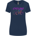 Funky Cycling Cyclist Bicycle Bike Cycle Womens Wider Cut T-Shirt Navy Blue
