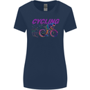 Funky Cycling Cyclist Bicycle Bike Cycle Womens Wider Cut T-Shirt Navy Blue