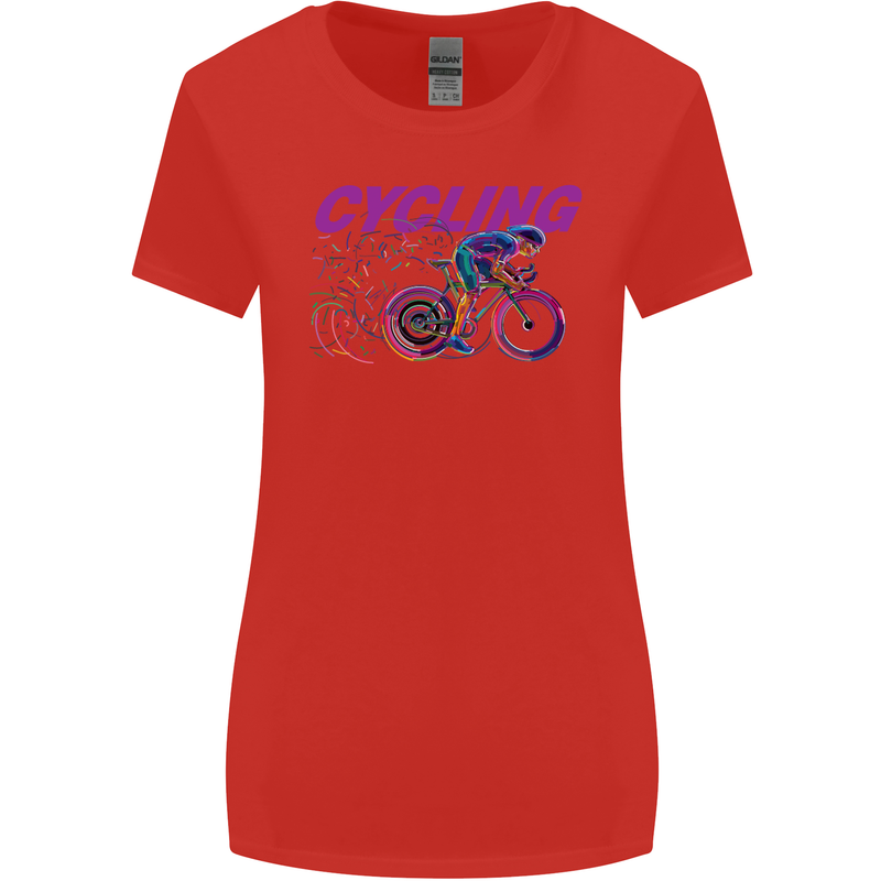 Funky Cycling Cyclist Bicycle Bike Cycle Womens Wider Cut T-Shirt Red