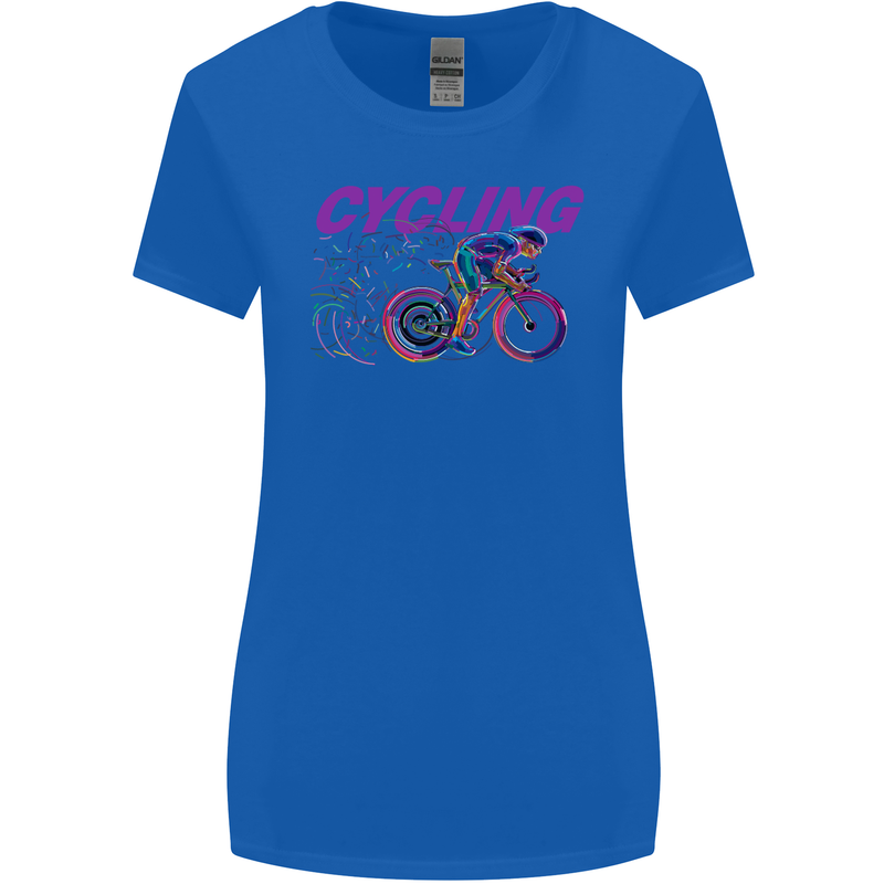 Funky Cycling Cyclist Bicycle Bike Cycle Womens Wider Cut T-Shirt Royal Blue