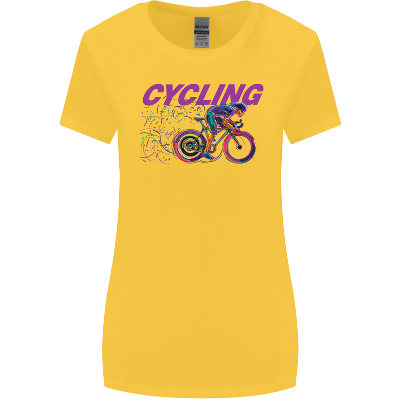Funky Cycling Cyclist Bicycle Bike Cycle Womens Wider Cut T-Shirt Yellow