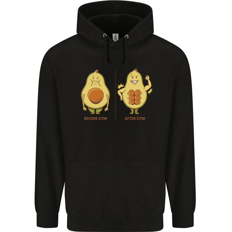 Funny Advacado Gym Bodybuilding Fitness Childrens Kids Hoodie Black