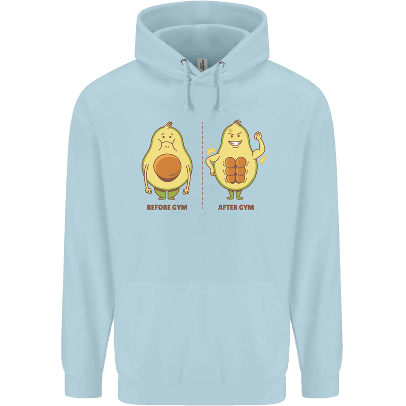 Funny Advacado Gym Bodybuilding Fitness Childrens Kids Hoodie Light Blue