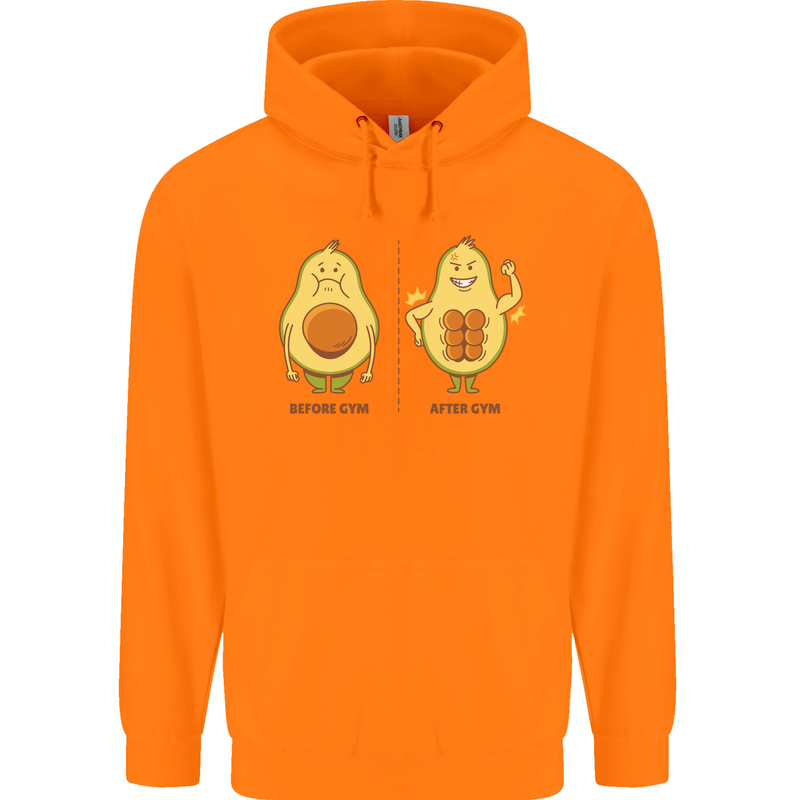 Funny Advacado Gym Bodybuilding Fitness Childrens Kids Hoodie Orange