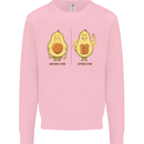 Funny Advacado Gym Bodybuilding Fitness Kids Sweatshirt Jumper Light Pink