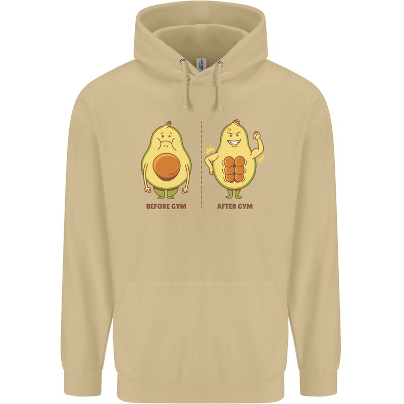 Funny Advacado Gym Bodybuilding Fitness Mens 80% Cotton Hoodie Sand