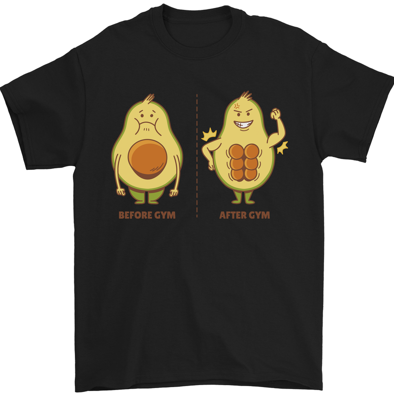 Funny Advacado Gym Bodybuilding Fitness Mens T-Shirt Cotton Gildan Black