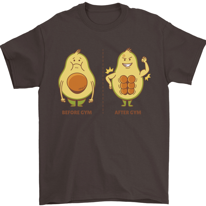 Funny Advacado Gym Bodybuilding Fitness Mens T-Shirt Cotton Gildan Dark Chocolate