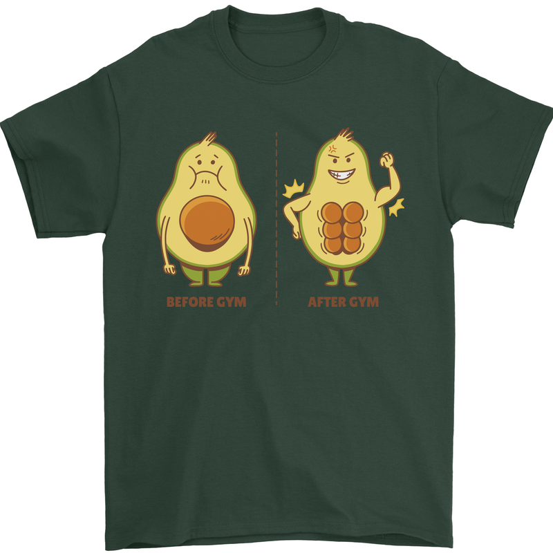 Funny Advacado Gym Bodybuilding Fitness Mens T-Shirt Cotton Gildan Forest Green