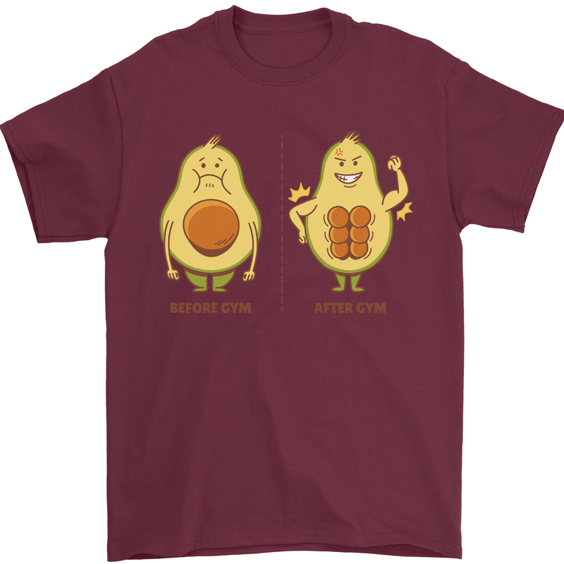 Funny Advacado Gym Bodybuilding Fitness Mens T-Shirt Cotton Gildan Maroon