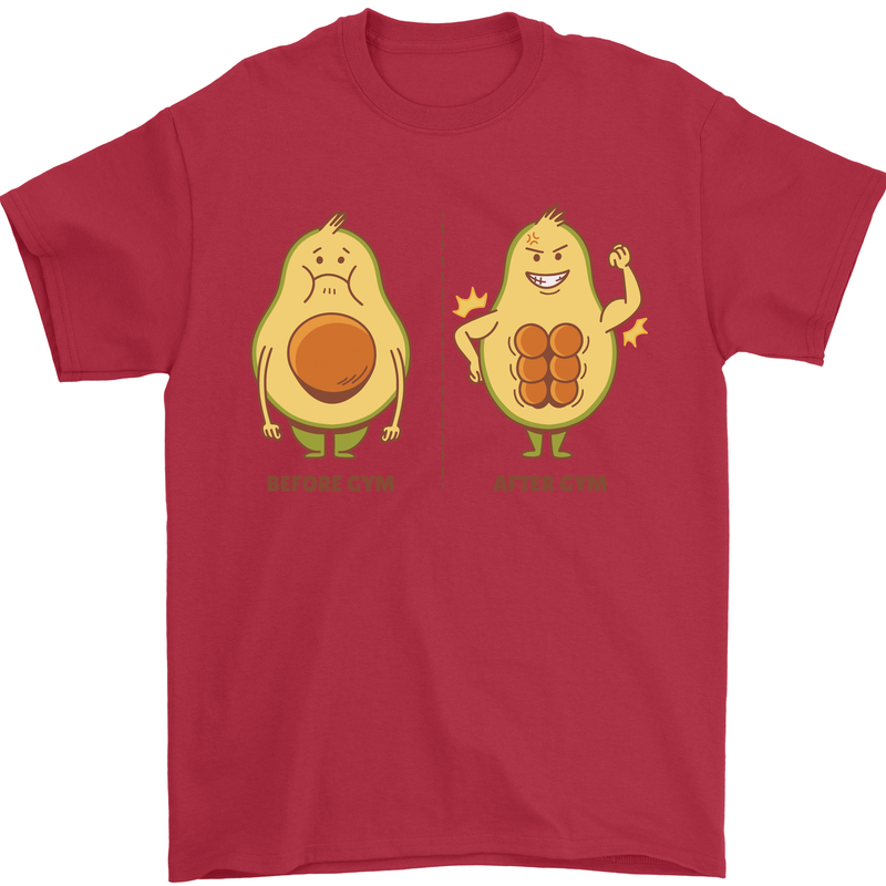 Funny Advacado Gym Bodybuilding Fitness Mens T-Shirt Cotton Gildan Red