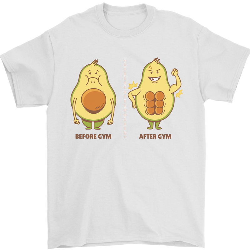 Funny Advacado Gym Bodybuilding Fitness Mens T-Shirt Cotton Gildan White