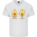 Funny Advacado Gym Bodybuilding Fitness Mens V-Neck Cotton T-Shirt White