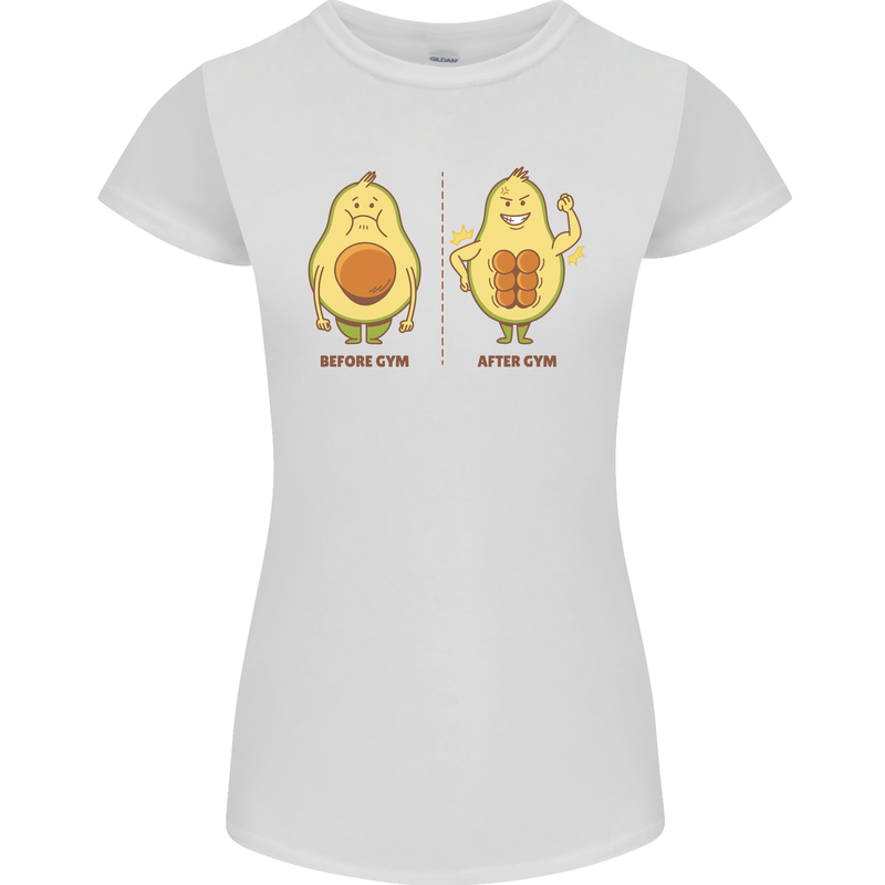 Funny Advacado Gym Bodybuilding Fitness Womens Petite Cut T-Shirt White