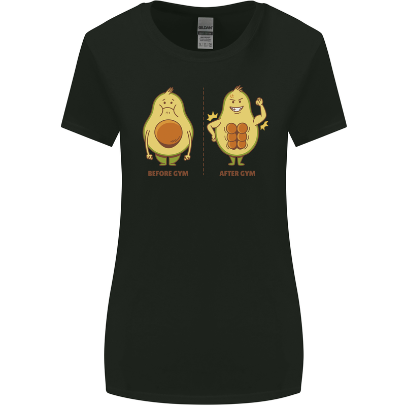 Funny Advacado Gym Bodybuilding Fitness Womens Wider Cut T-Shirt Black