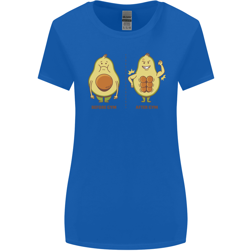 Funny Advacado Gym Bodybuilding Fitness Womens Wider Cut T-Shirt Royal Blue