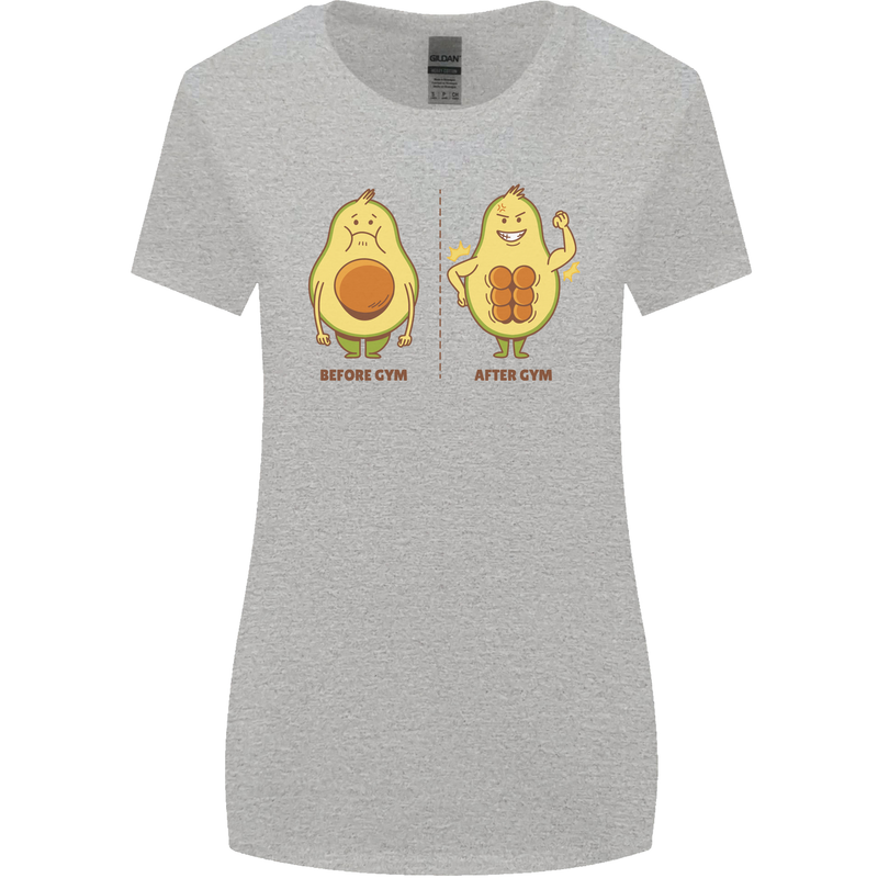Funny Advacado Gym Bodybuilding Fitness Womens Wider Cut T-Shirt Sports Grey