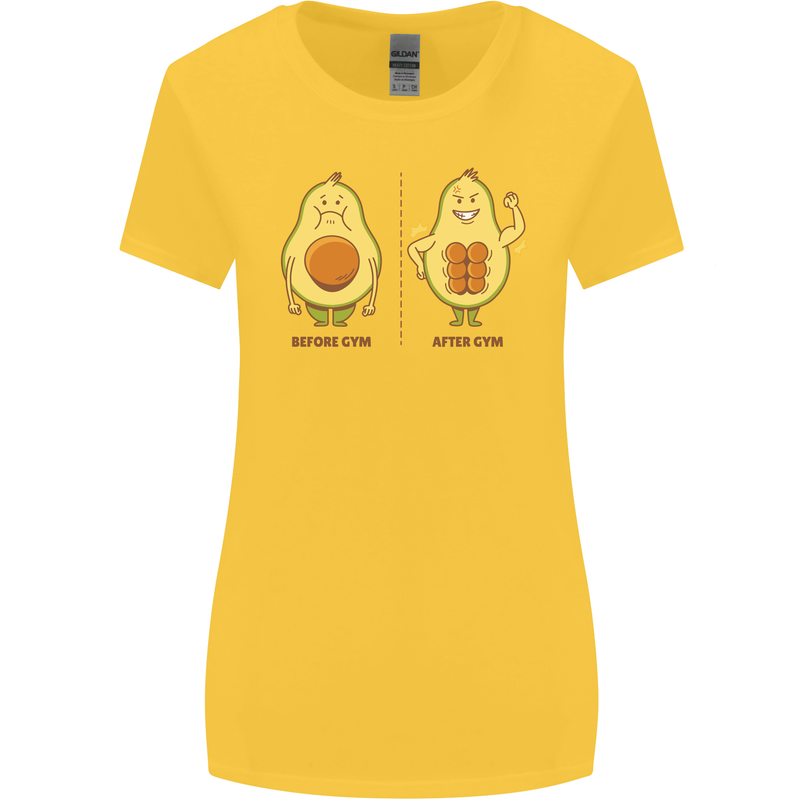 Funny Advacado Gym Bodybuilding Fitness Womens Wider Cut T-Shirt Yellow