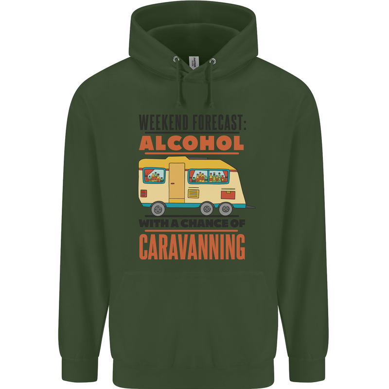 Funny Alcohol Caravanning Caravan Beer Mens 80% Cotton Hoodie Forest Green