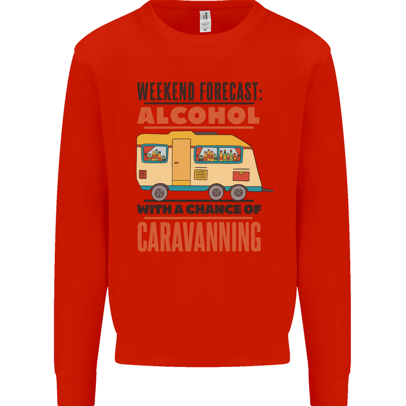 Funny Alcohol Caravanning Caravan Beer Mens Sweatshirt Jumper Bright Red