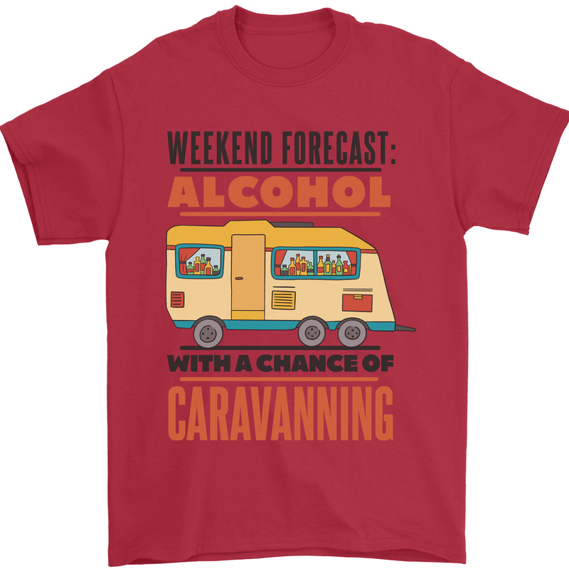 Funny Alcohol Caravanning Caravan Beer Mens T-Shirt Cotton Gildan Red