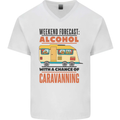 Funny Alcohol Caravanning Caravan Beer Mens V-Neck Cotton T-Shirt White