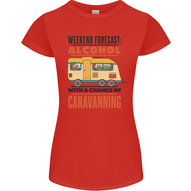 Funny Alcohol Caravanning Caravan Beer Womens Petite Cut T-Shirt Red