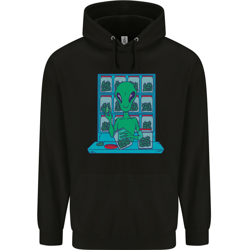 Funny Alien Drug Dealer Weed Childrens Kids Hoodie Black
