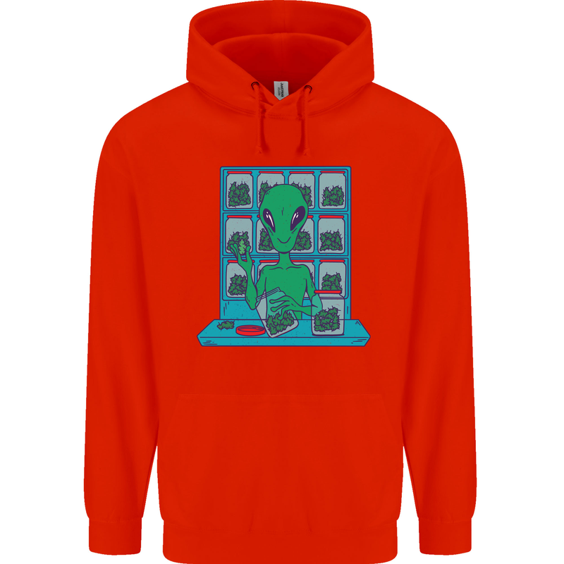 Funny Alien Drug Dealer Weed Childrens Kids Hoodie Bright Red