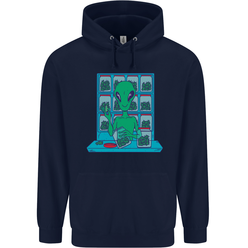Funny Alien Drug Dealer Weed Childrens Kids Hoodie Navy Blue