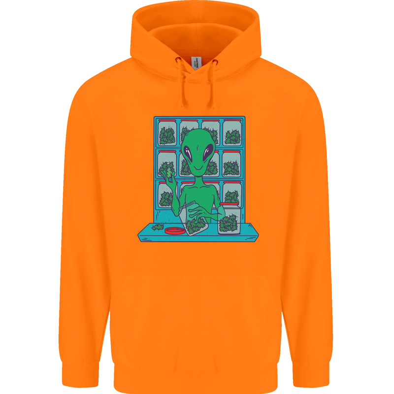 Funny Alien Drug Dealer Weed Childrens Kids Hoodie Orange